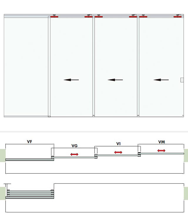 3 Sliding Panels + 1 Fixed Panels